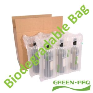 Inflatable packaging bag made from biodegradable plastic